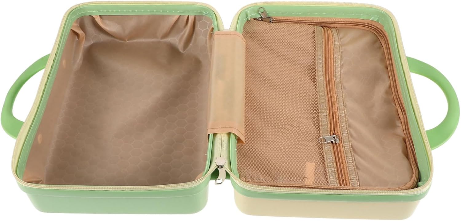 Portable Makeup Organizer Case Small Hard Makeup Suitcase for Travel Capacity Cosmetic Storage Multi-functional and Stationery Design Yellow-green