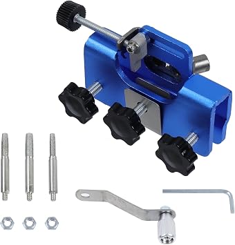 Chainsaw Blade Sharpener, Aluminum Alloy Hand-Cranked Chain Saw Sharpener Tool for All Kinds of Saws and Electric Saws, Tool Clamp Blue