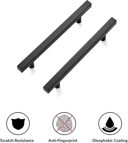 Miniatura 8 de Ravinte Paquete de 15 tiradores cuadrados de 7.38 pulgadas de acero inoxidable negro mate para cajones de cocina, manijas de gabinete de 7-38