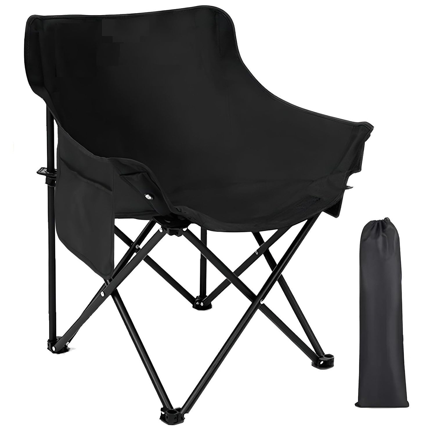 CLUEMART Carbon Steel Folding Chair with Backrest Outdoor Portable Armchair for Travel Camping Picnic Garden (Black)-image-34