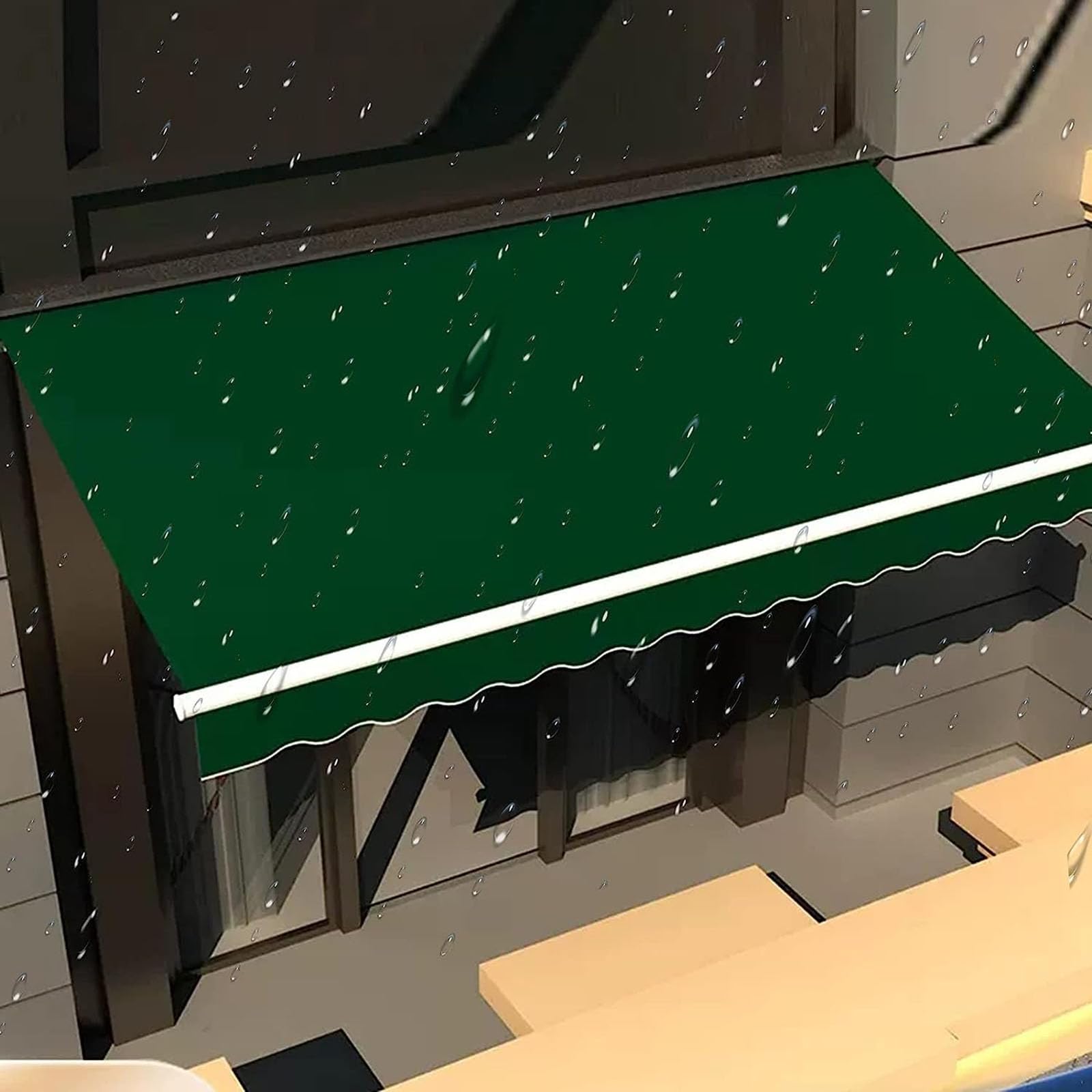 Telo Sostitutivo Per Tenda Da Sole - Grigio, 2x1.5m, Resistente UV E Acqua, Con Mantovana