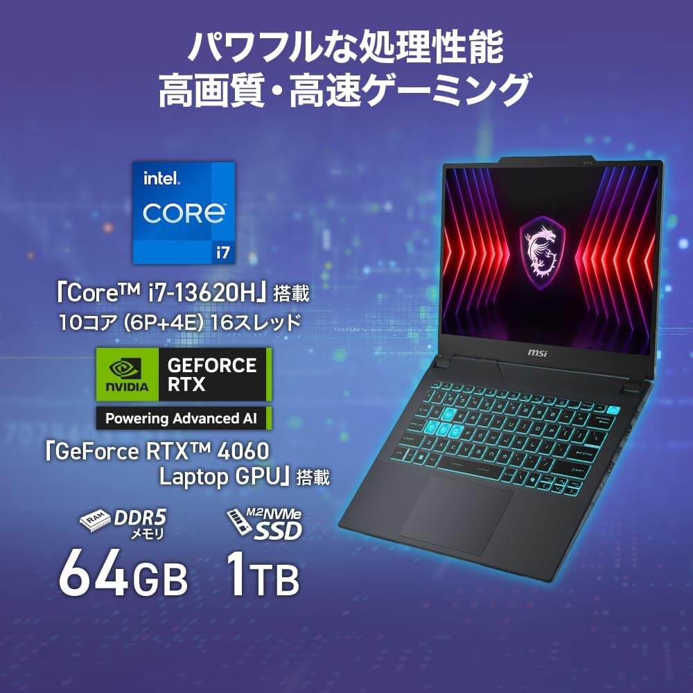 4060搭載・スケルトンデザイン】MSIゲーミングノートPC Cyborg14