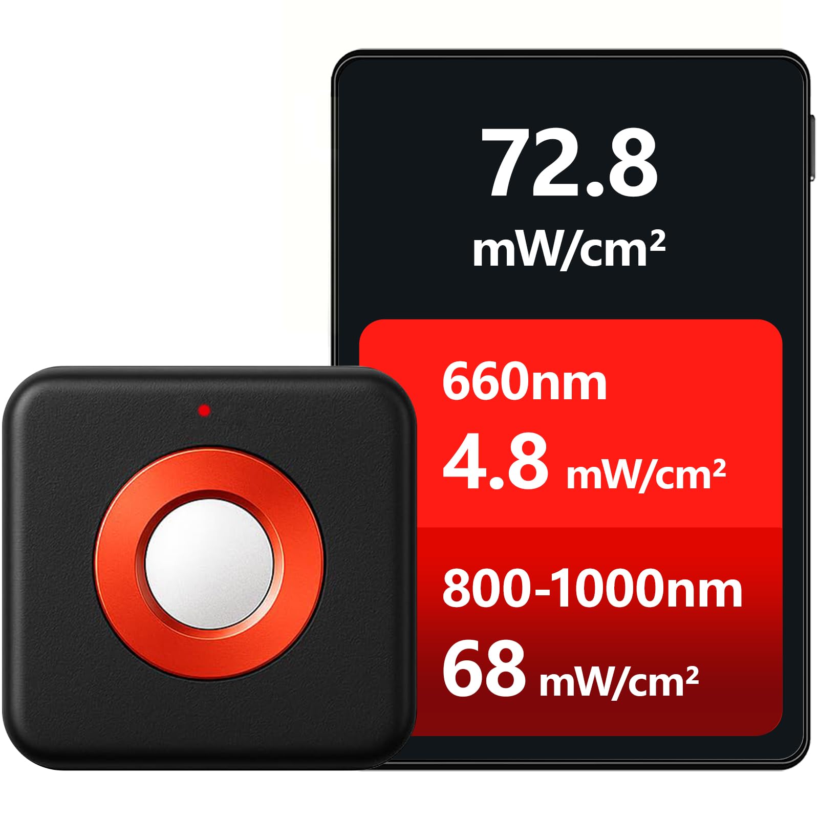 Hochpräzises LED-Phototherapie-Lichtmesser – Misst präzise die Bestrahlungsstärke von 660 nm Rotlicht und 850 nm Nahinfrarot (NIR)