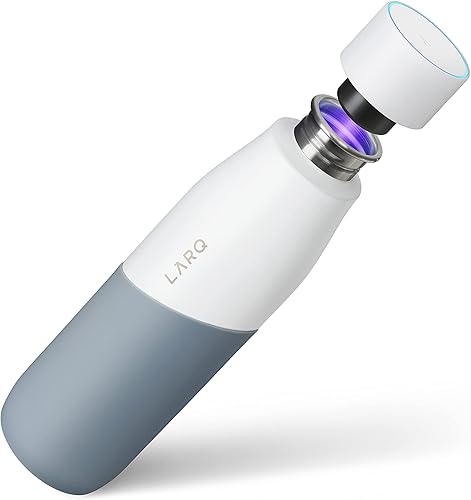 LARQ PureVis  Botella de agua para viajes, botella ligera, con auto-limpieza y acero inoxidable sin aislamiento, con purificación UV de agua, 24oz,