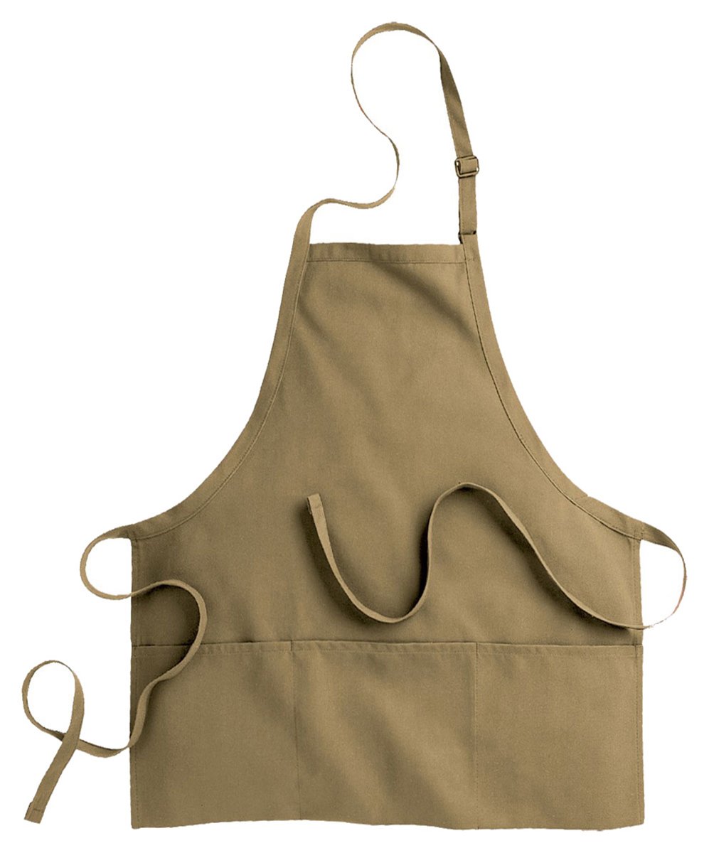 Edwards Garment Three Divisional Pocket Bib Apron, KHAKI, 0