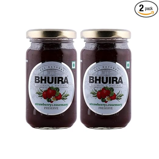 Bhuira|All Natural Jam Strawberry & Rosemary Preserve-240g Each|No Added preservatives |No Artifical Color Added |Pack of 2