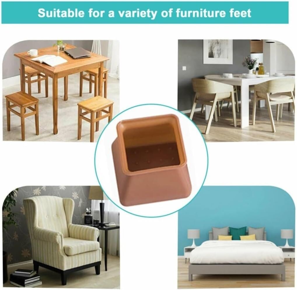 Tapas para patas de escritorio, fundas para pies de sofá, 16 protectores de silicona for patas de silla con fieltro antideslizante, for suelos de madera.