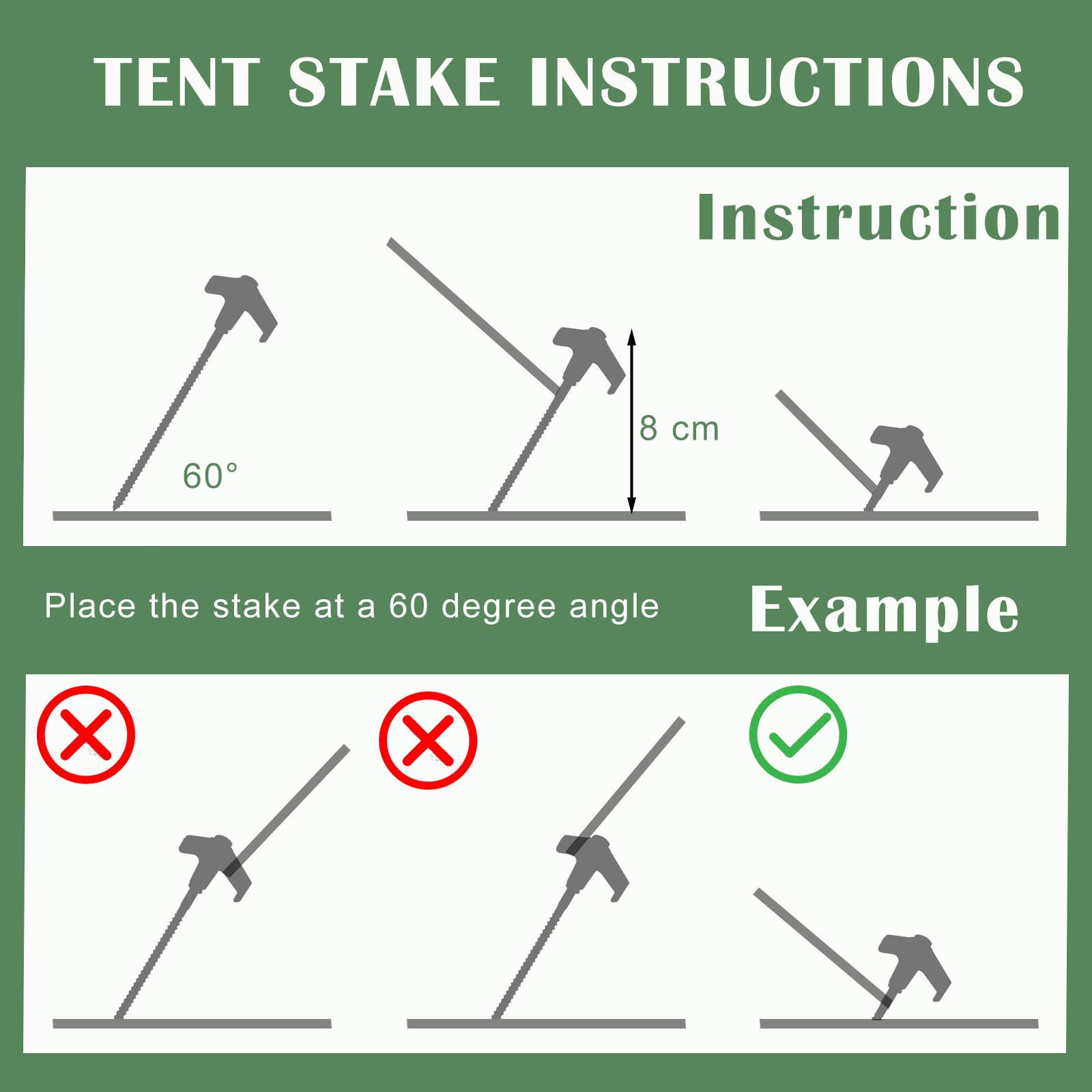 Nexboraque Confezione da 20 picchetti da tenda a vite, 20 cm, resistenti ancoraggi a terra con testa esagonale, picchetti da campeggio per patio, giardino, tettoie, prati, esterni (nero)