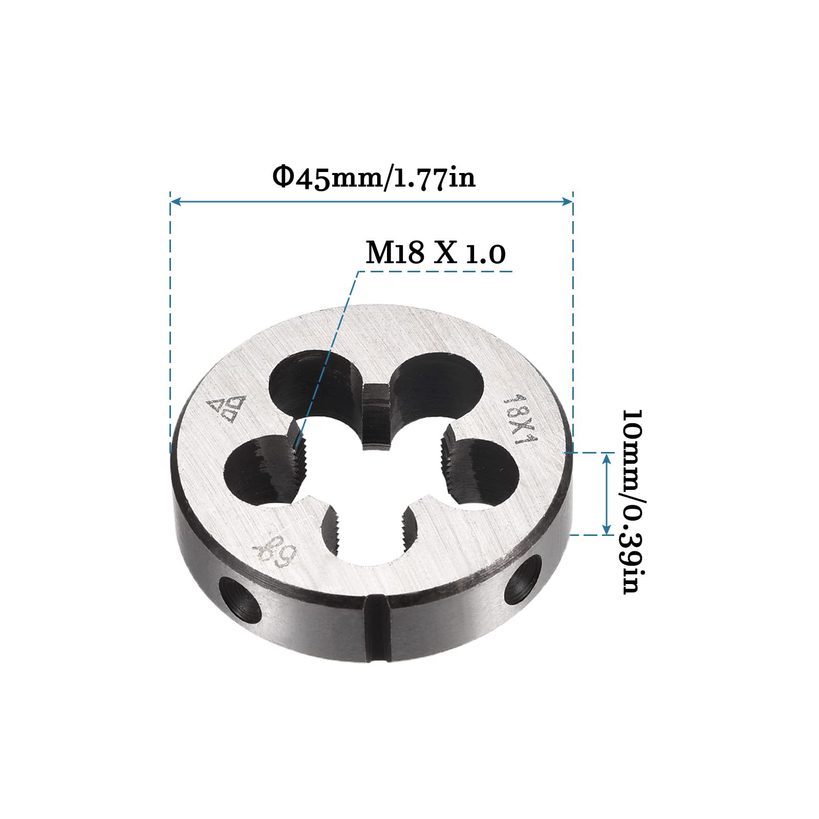 QUARKZMAN M18 x 1.0 Rotondo Matrice x 1 Pezzo Metrico Macchina Filetto Destra Mano Filettatura per Elaborazione o Riparazione Filettature Esterne