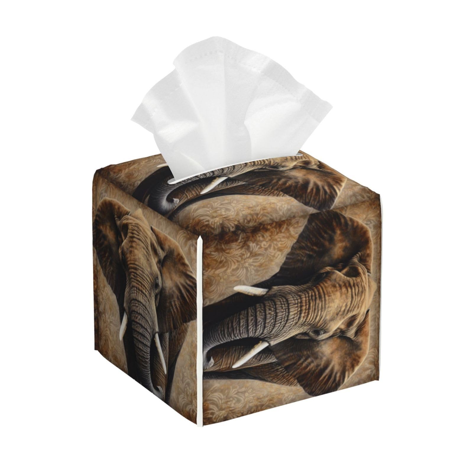 Elephant Walking Tissue Box Cover Square Cube Boxes