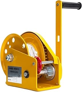 1200/1800/2600LB Two-Way Self-Locking Small Hand Windlass with Automatic Brake Manual Winch Tractor Winch Portable Whinches MINGPING (Color : 1800LB, Size : 5M Cable)