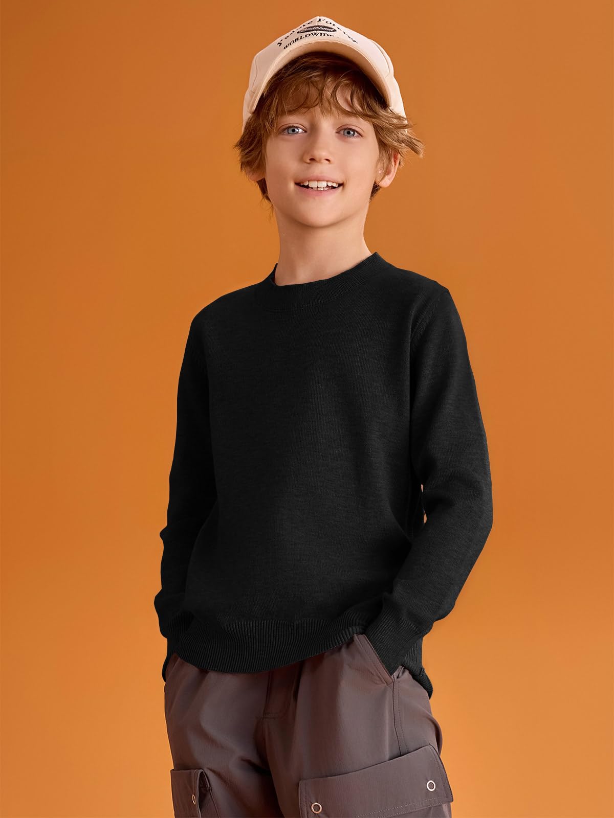 Jersey para niños manga larga cuello redondo punto suave básico