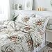 FADFAY Floral Duvet Cover Set King/Cal King（102×96 inches） 100% Cotton Ruffle Vintage Rose Comforter Cover Set, Red Teal Flower Printed Off White Girls Shabby Bed Covers,Soft and Breathable, 3Pcs