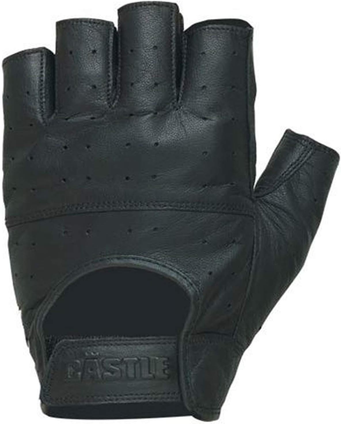 Castle Gel Fingerless Leather Gloves Black LG