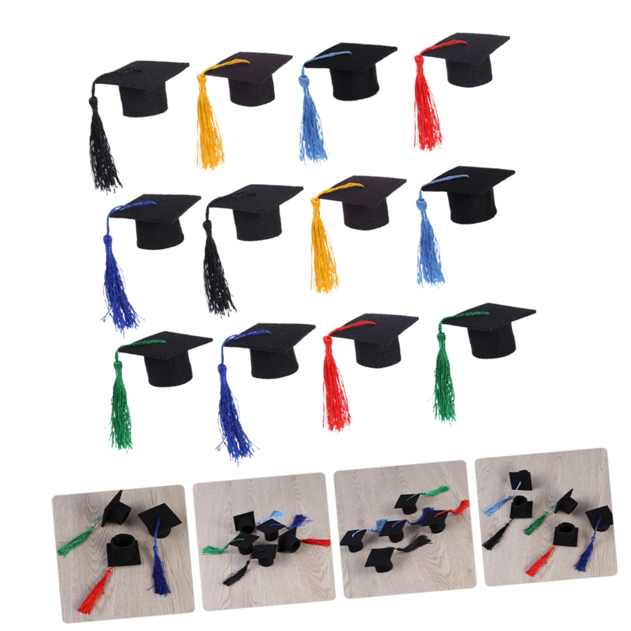 Cappelli Da Laurea In Miniatura - 12 Pezzi Per Decorare Bottiglie, Torte E Feste | Multicolore Per ABI 2025