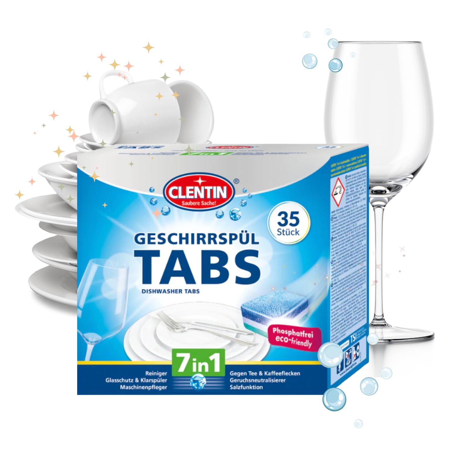 Geschirrspültabs 12 x (35 Stk á 20g) Spülmaschinentabs kompakte Reinigungsmittel 7in1 Multi Power