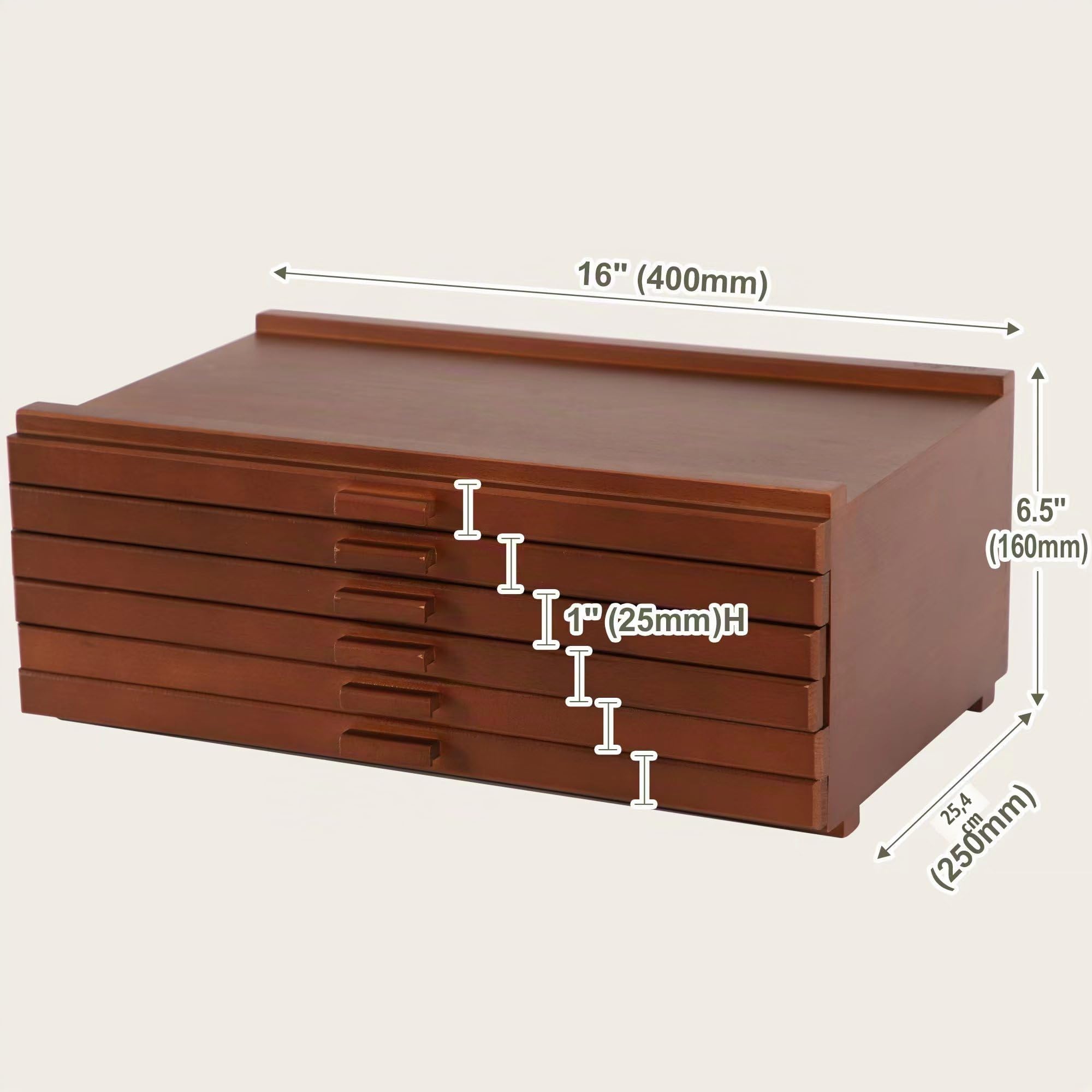 VISWIN Boîte de Rangement en Bois À 6 Tiroirs Pour Fournitures d'Artiste Avec Séparateurs Amovibles, Boîte de Rangement en Bois de Hêtre de Première Qualité, Rangement Pour Fournitures d'Art
