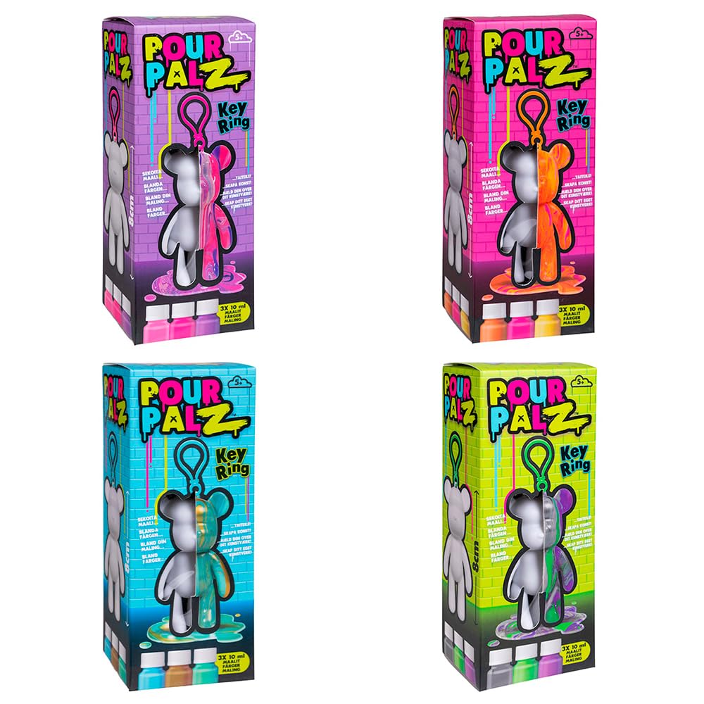 Pour Palz 33130154 DIY Paint Bear Keyring Craft Set