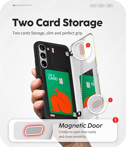 Miniatura 468 de GOOSPERY Parachoques magnético para puerta compatible con Galaxy S23, tarjetero tipo cartera, cierre automático, protección de doble capa resistente
