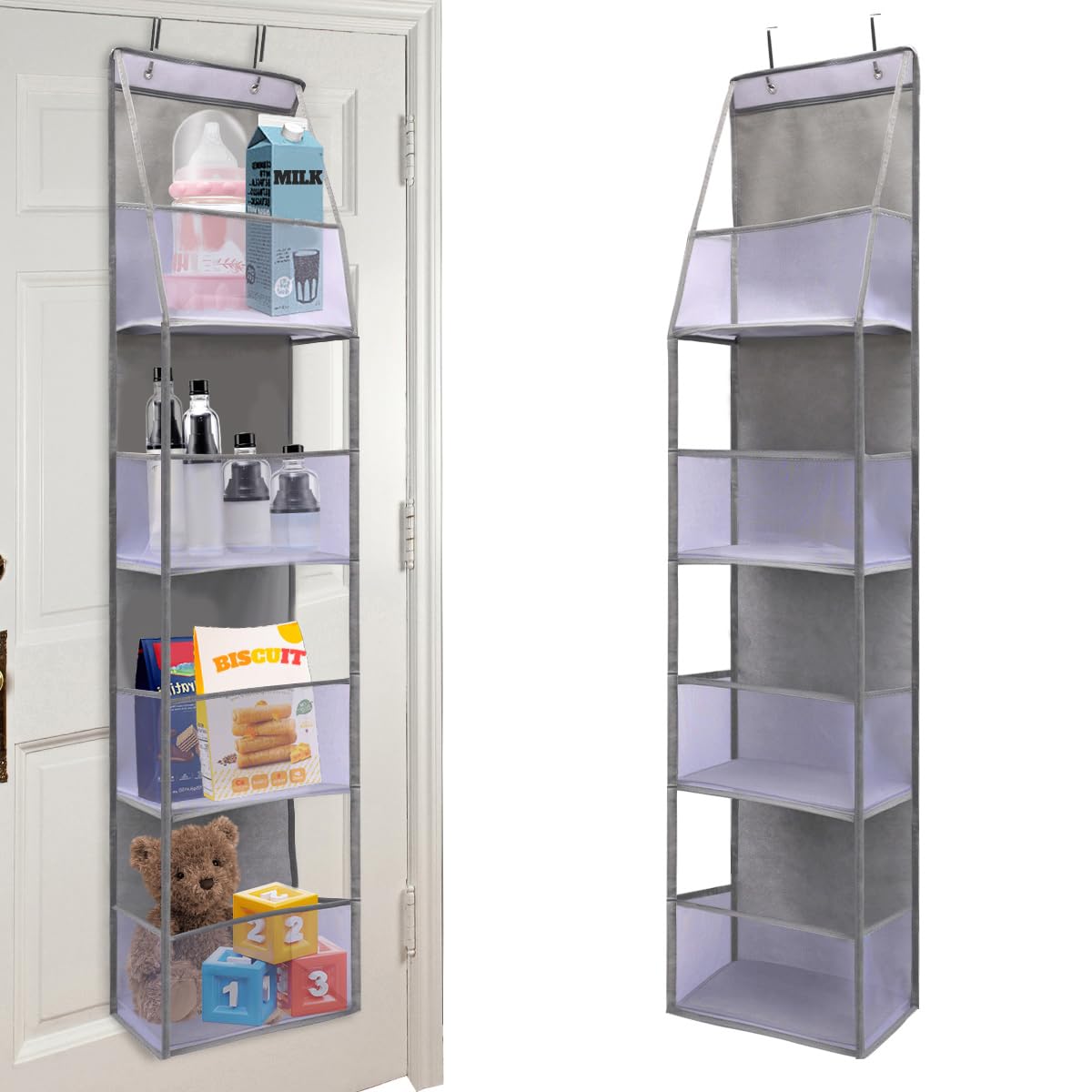 MOFASVIGI Over the Door Storage, 4 Shelf Clear Window Hanging Organiser