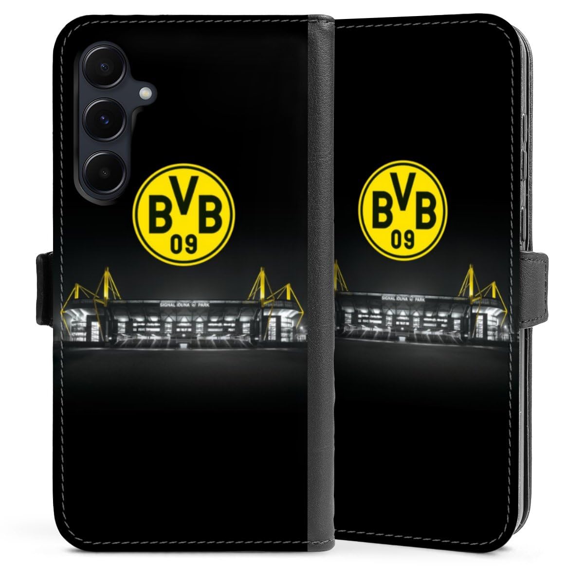 Klapphlle kompatibel mit Samsung Galaxy A 55 5G Handyhlle aus Kunst Leder  schwarz Flip Case BVB Stadion Borussia Dortmund: Amazon.de: Elektronik &  Foto