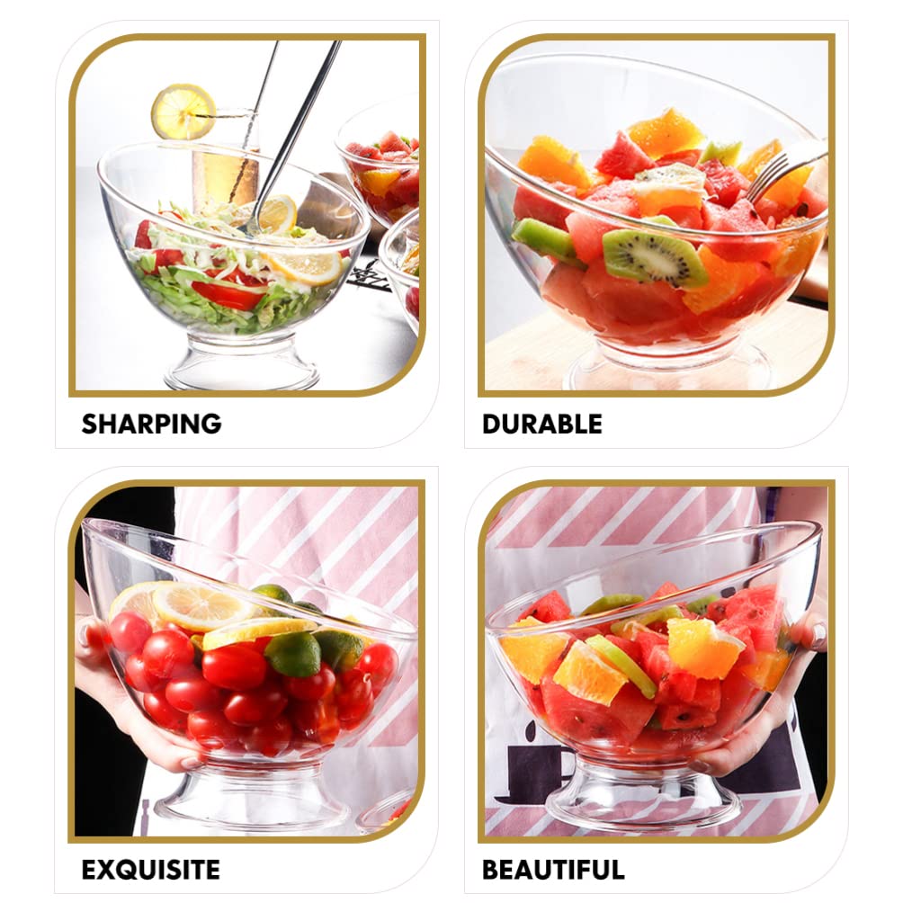 Diagonal Salad Bowl Household Dessert Bowl Fruit Accessory Transparent Trifle Bowl Delicate Trifle Bowl Multi-Function Ice Cream Bowl Household Fruit Bowl Transparent Fruit Bowl