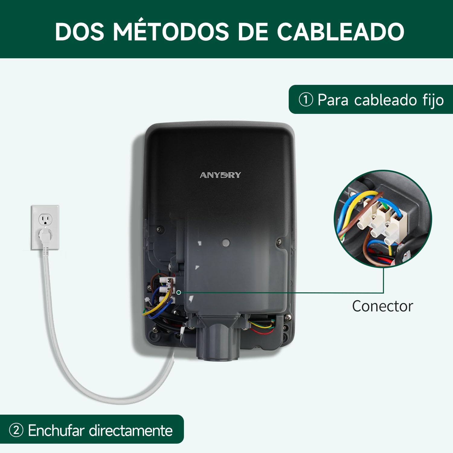 anydry Secamanos 2803Y Mini, Flujo de Aire de Alta Velocidad 1350W, Acabado en Acero Inoxidable Mate Negro, Diseño Compacto para Uso Comercial y doméstico(Mate Negro)