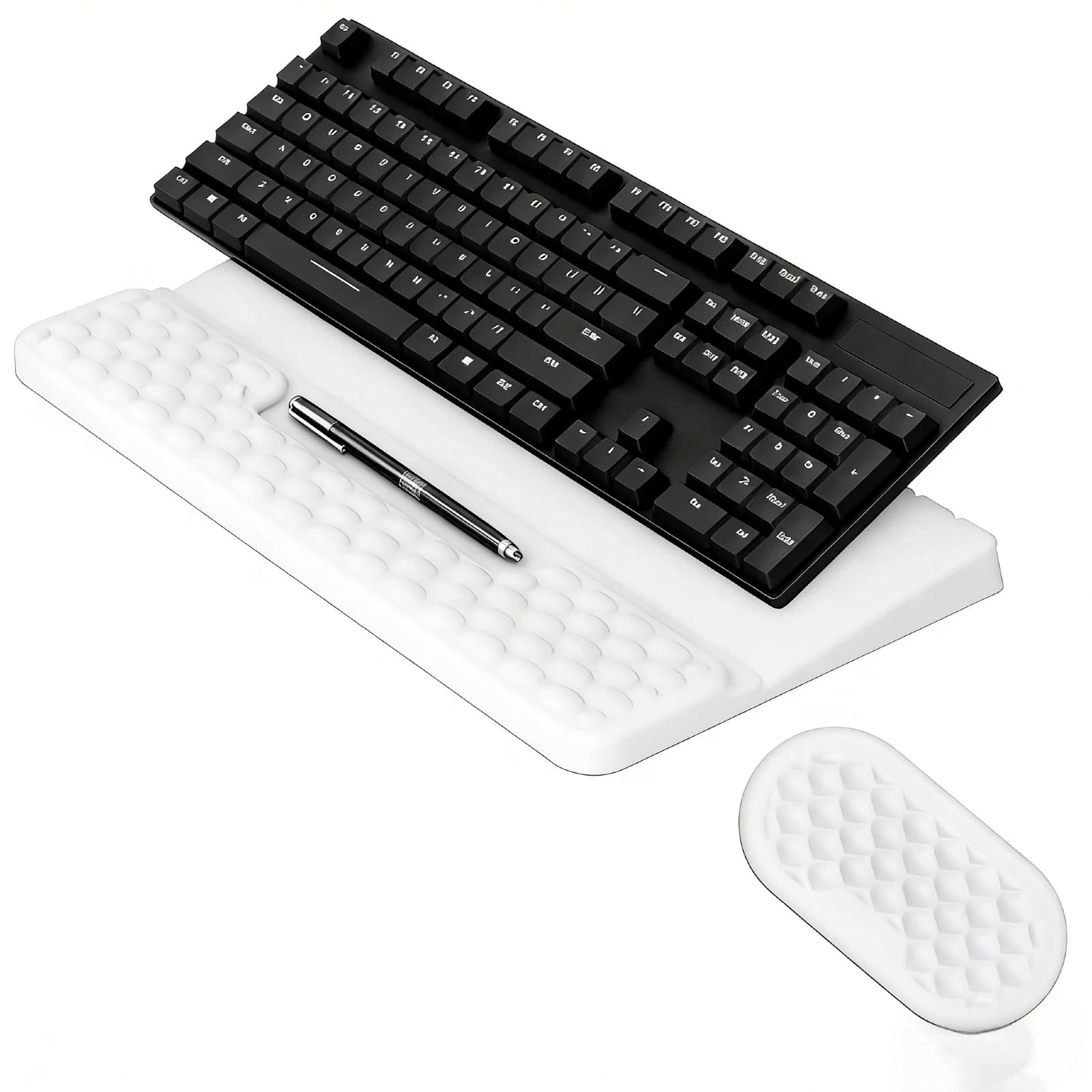 Photo 1 of Wrist Rest for Keyboard and Mouse, Cushioned Palm Rest, Computer Ergonomic Wrist Support Pad for Office Home - White