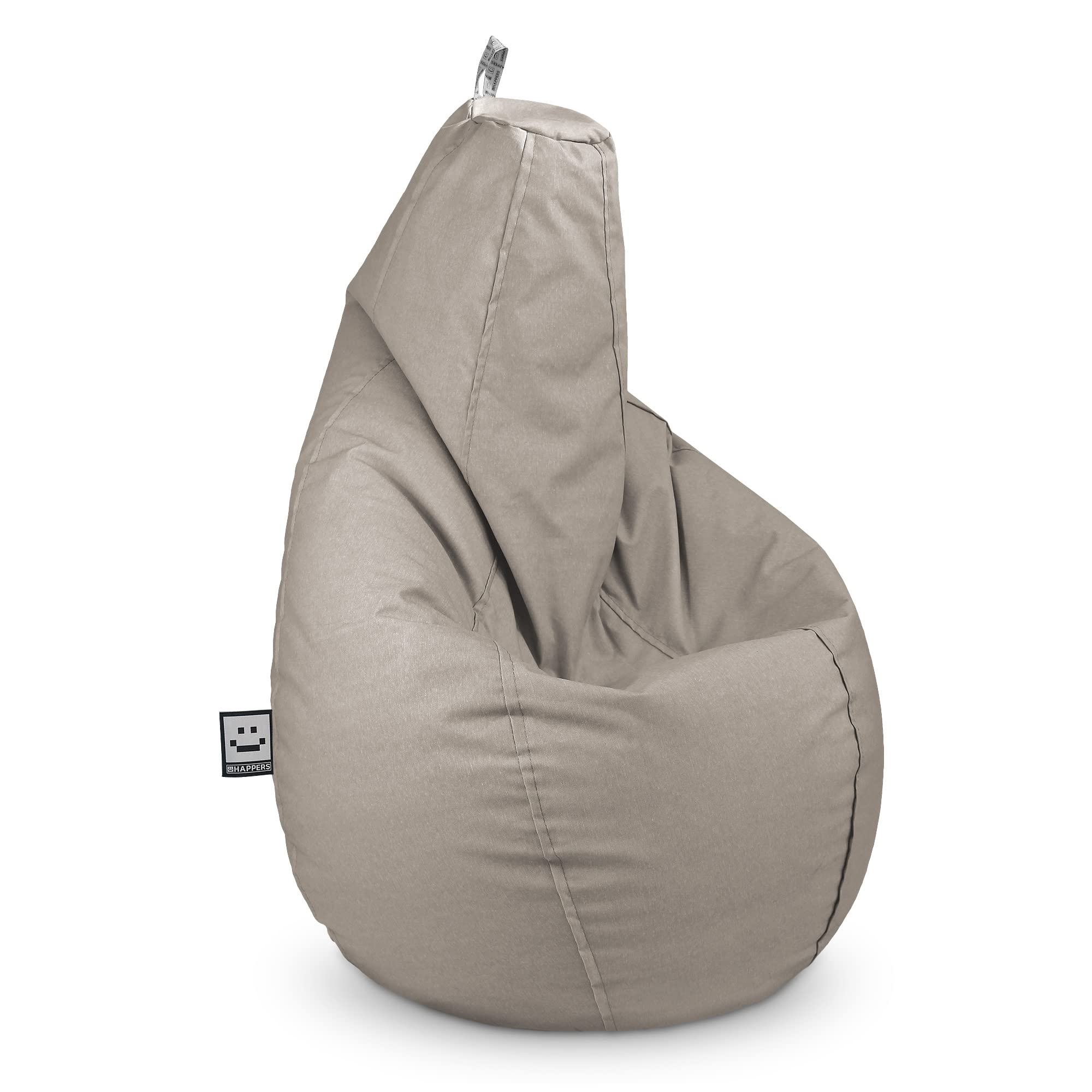 HAPPERS Puff Pera Naylim Mate con Relleno Incluido para Exterior e Interior Transpirable y Resistente | Asiento Relax Ergonómico para Terraza, Jardín y Salón | Talla XL Piedra