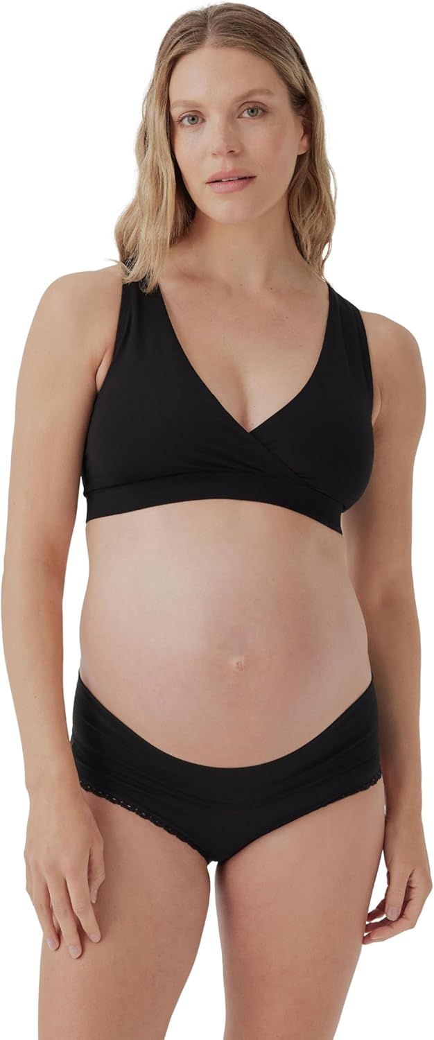 Pact Organic Cotton Maternity Foldover Hipster Underwear for Pregnancy Postpartum, 4 pack