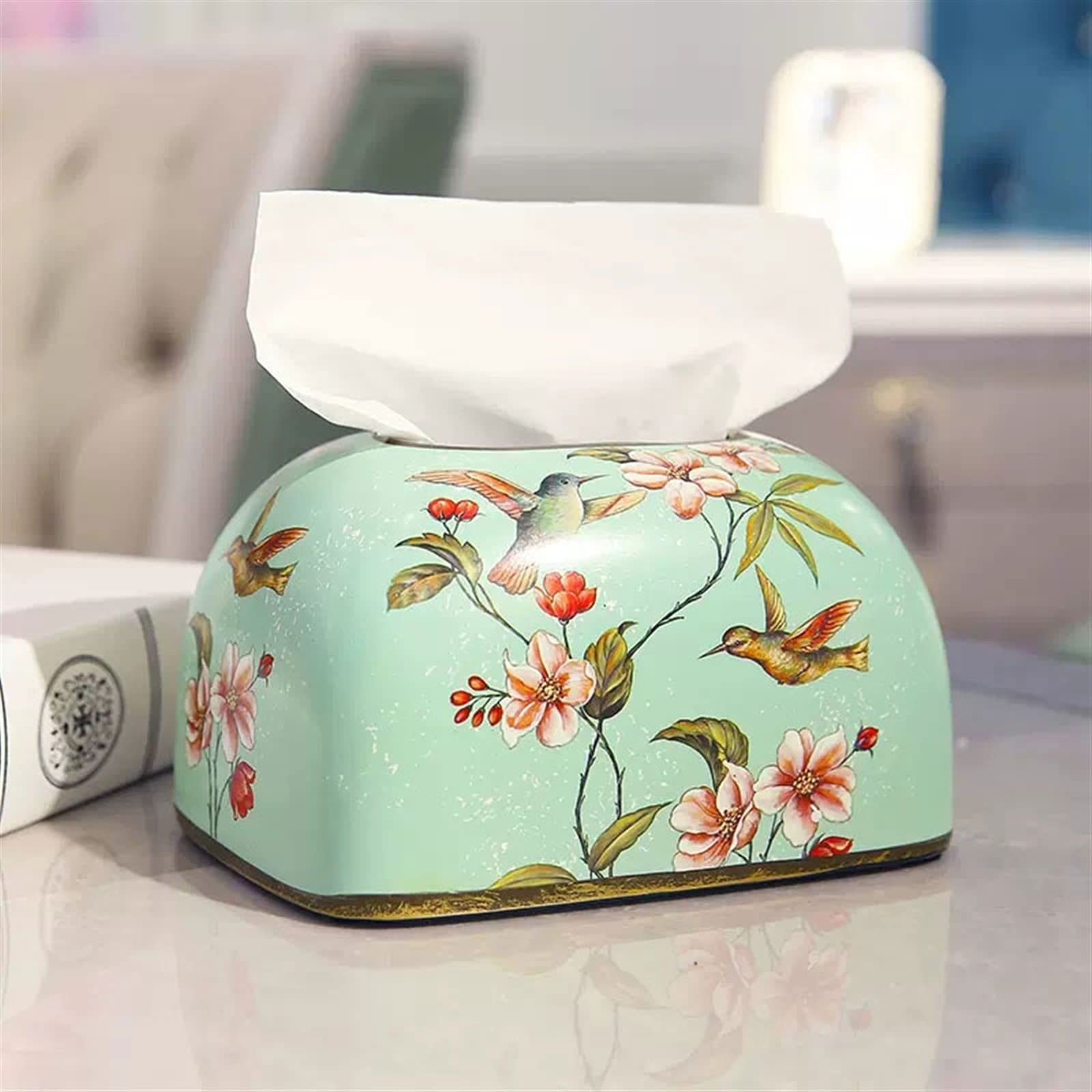 Portafazzoletti Multifunzionale Porta fazzoletti rettangolare Home Living Room Decorazione del desktop Scatola di immagazzinaggio di fazzoletti in ceramica Ristorante Decorazioni for ufficio Coperchio