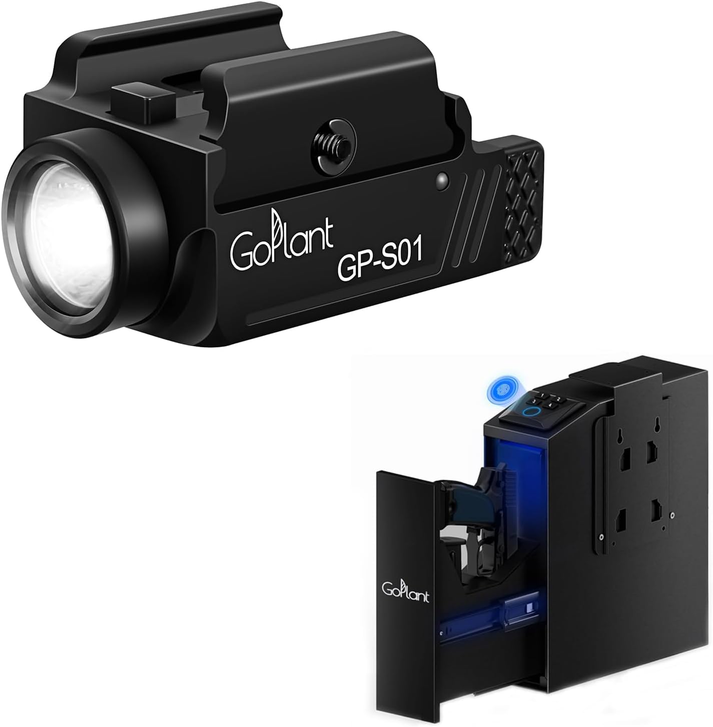 1350 Lumens Compact Weapon Light Flashlight+Biometric Gun Safe