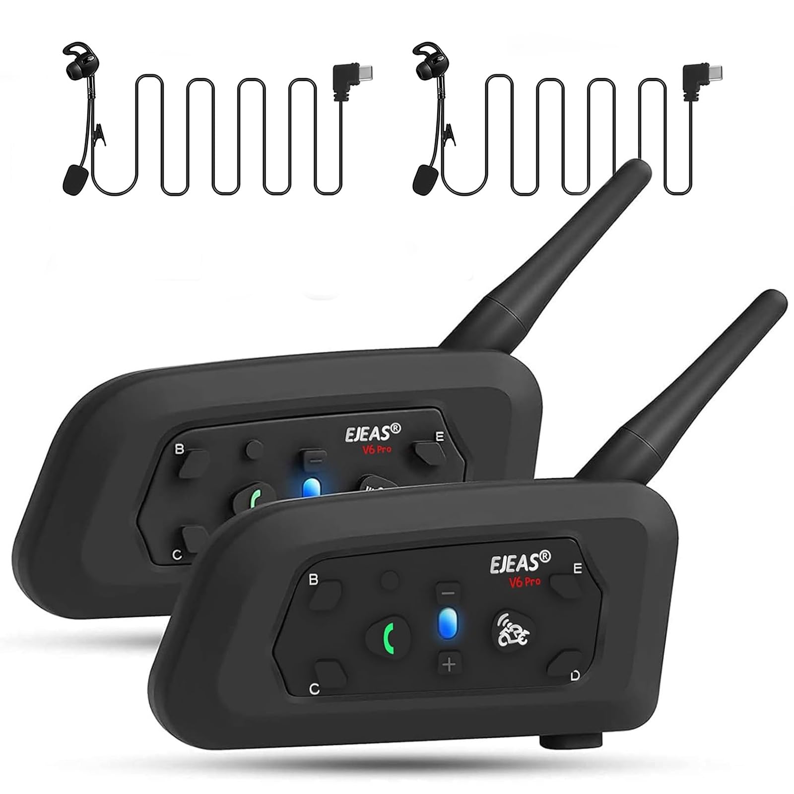 EJEAS V6C Fußball Schiedsrichter Bluetooth Intercom Headset mit CVC Rauschunterdrückung und Armtasche für 2 Schiedsrichter Intercom (2 Packung)