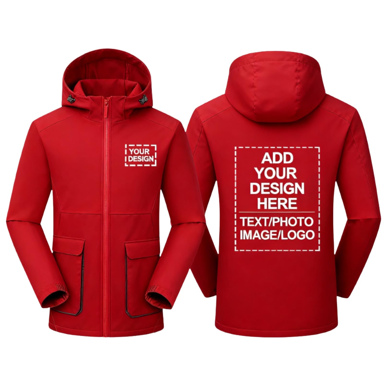 Kapuzenjacke Personalisier Maßgeschneiderte Jacke mit Foto Und Text Softshelljacke Unisex KapuzenjackeRed,4XL