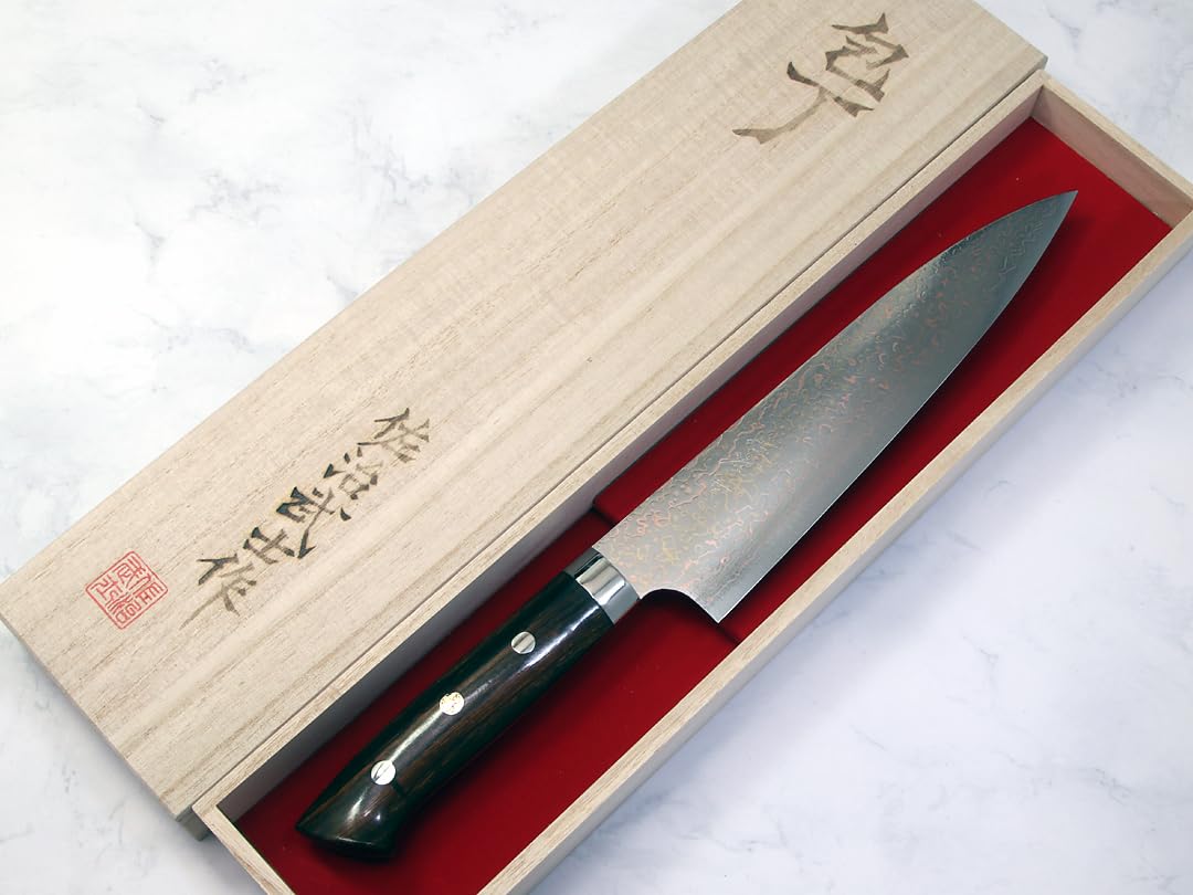 Amazon | 佐治武士作 V金10号W有色ダマスカス 牛刀210 アイアンウッド 