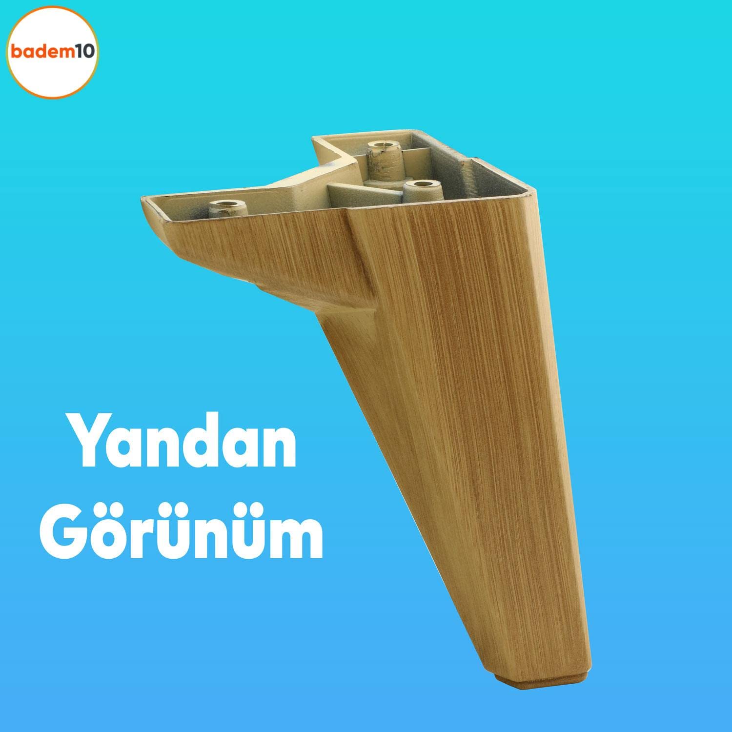 Badem10 4 ADET Sedir Lüks Mobilya Kanepe Sehpa TV Ünitesi Koltuk Ayağı 15 cm Desenli Açık Ceviz Baza Ayak (4 ADET)