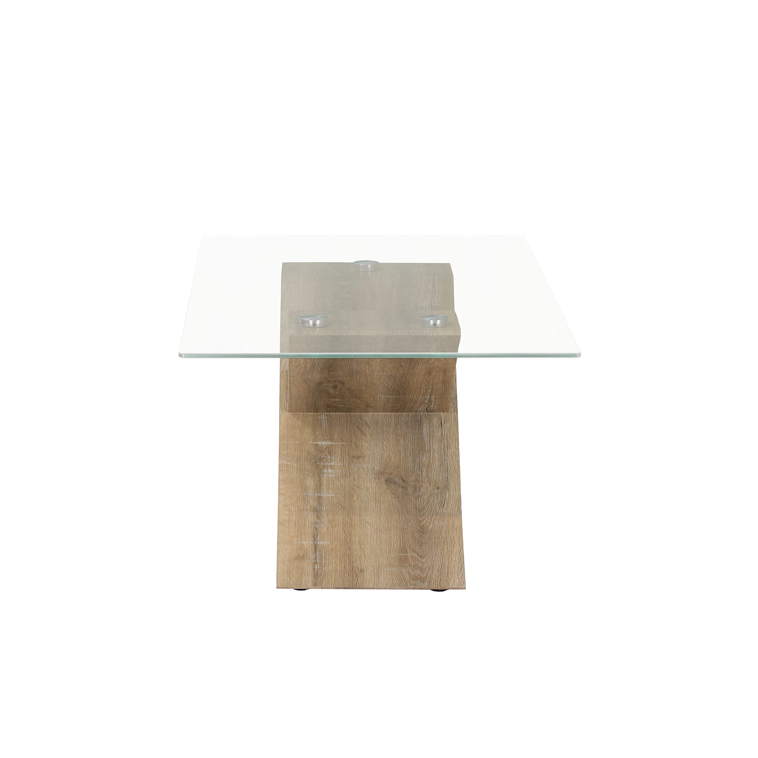 Totò Piccinni Tavolino da Salotto FOX piano in vetro temperato design Moderno (Rovere Sbiancato Rettangolare)