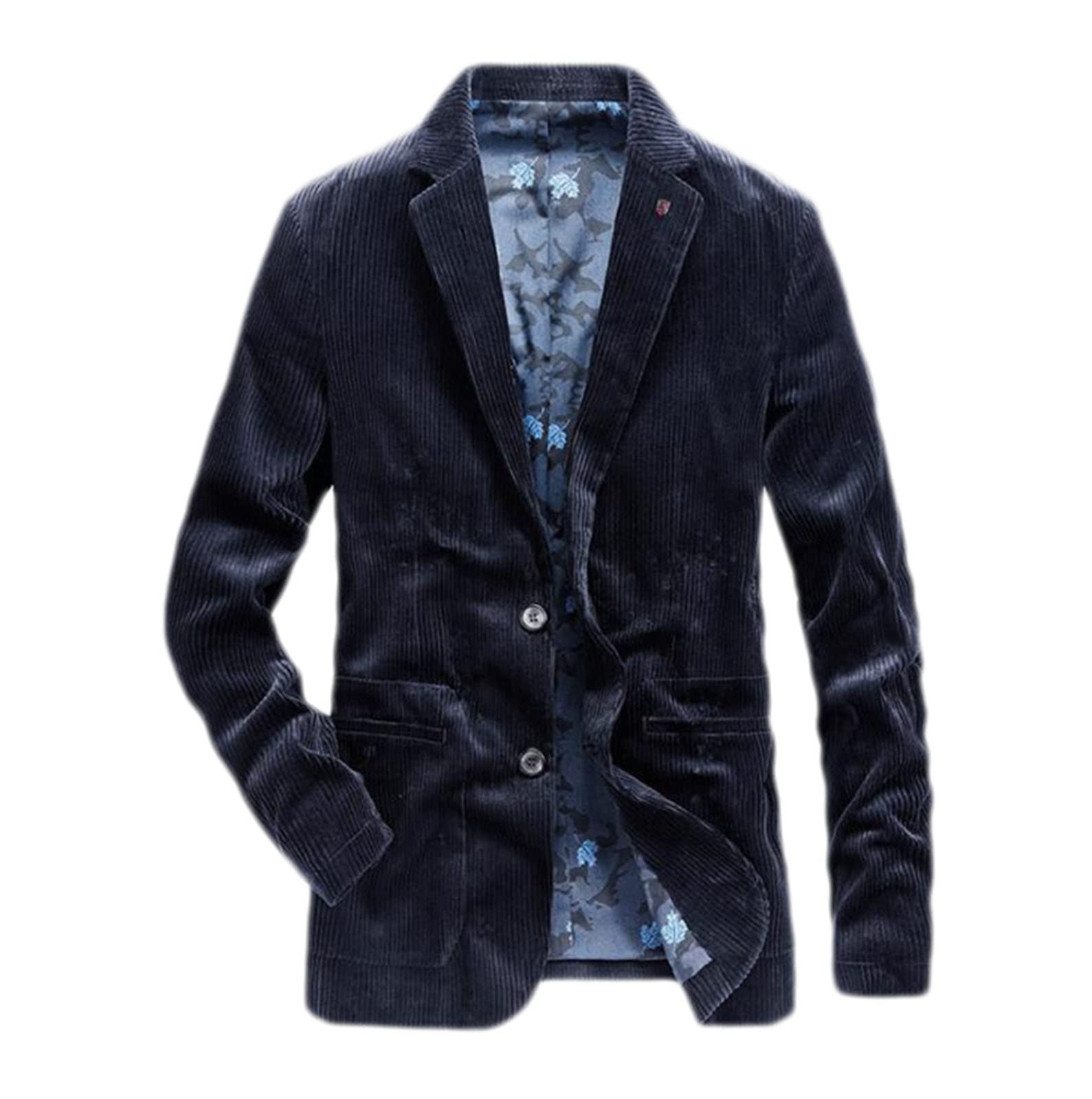 Men's Corduroy Casual Sport Coat Jacket Slim Fit 2 Button Blazer,Mens Slim Fit Jacket Autumn Blazer Sport Coat (Color :