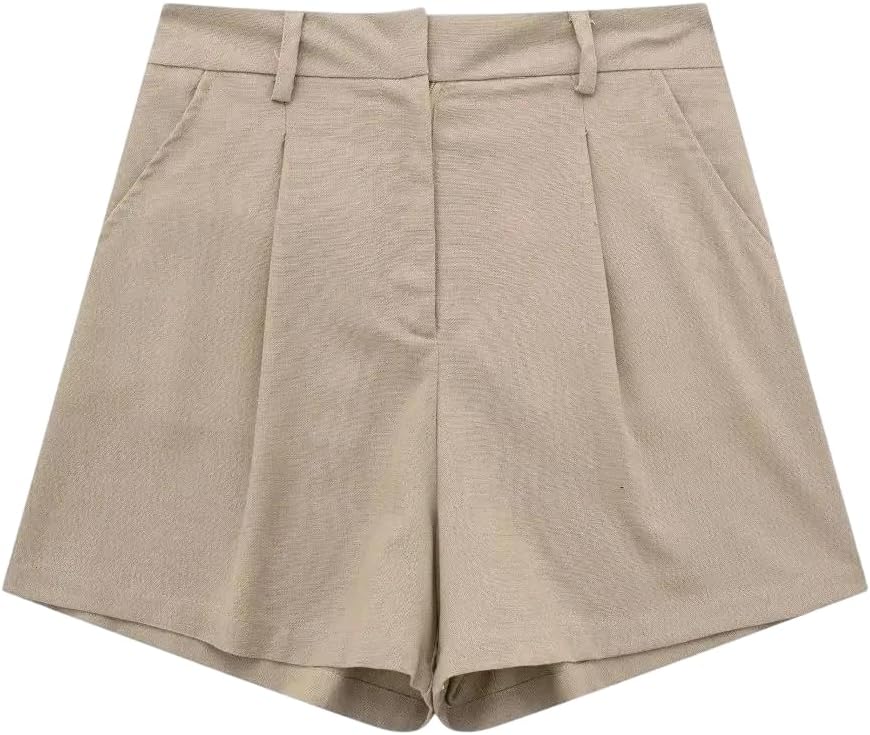 Women's Summer Set Single Breasted V Neck Vest Top Zipper Fly Pant Shorts Casual Solid Set