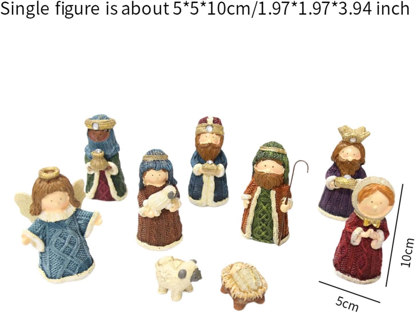 9 Piece Nativity Figurine Set for Christmas Tabletop Display