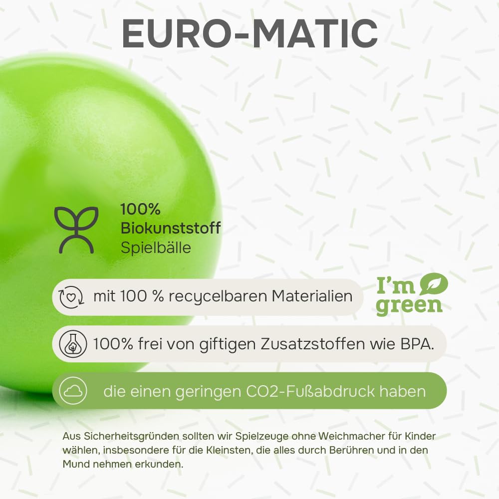 Bio Euro-Plus aus 100% Biokunststoff Ø 7,5 cm Babybällebad Bälle Nachhaltiges Spielen