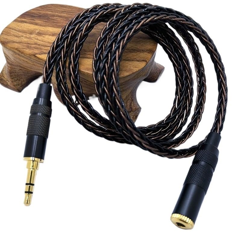 Cable alargador de audio de 3,5 mm hembra a macho de 8 núcleos color marrón y negro 120 cm