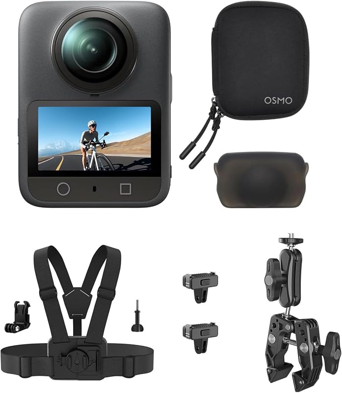 Combo en primera persona de ciclismo de carretera Osmo 360, cámara de acción 360 | Imágenes de 360° de 1 pulgada, vídeo nativo de 8K de 360°, vídeo de 4K/120 fps y aumento de 170°, kit de accesorios para ciclismo