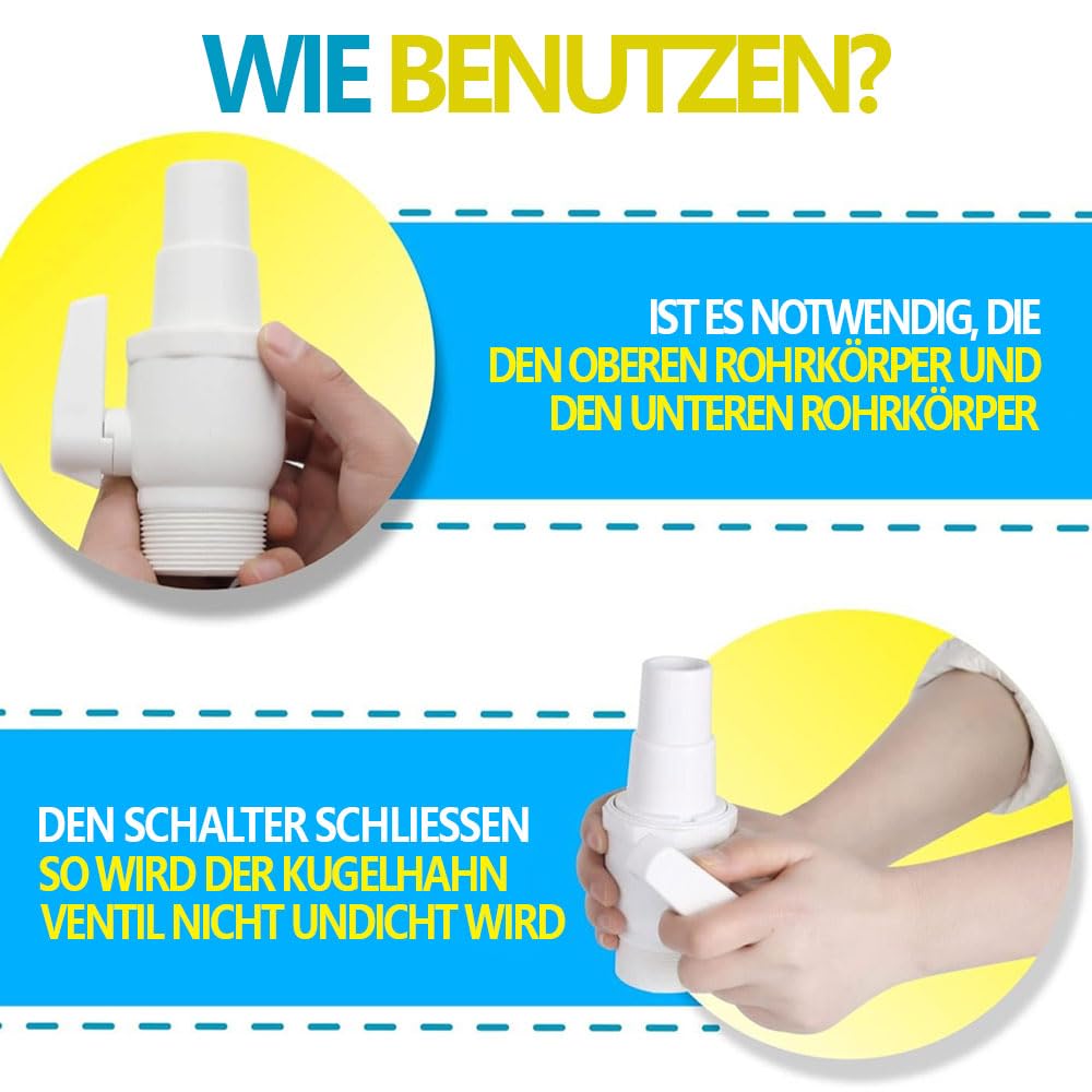 Absperrhahn Pool,Absperrventil Umdrehung für Skimmer,Pool Schlauchadapter,Pool Absperrventil,Absperrhahn Poolschlauch,Pool Zubehör Kolbenventil,Anschluss Pool Pumpe Ersatz für SP0729 Skimmer Filter