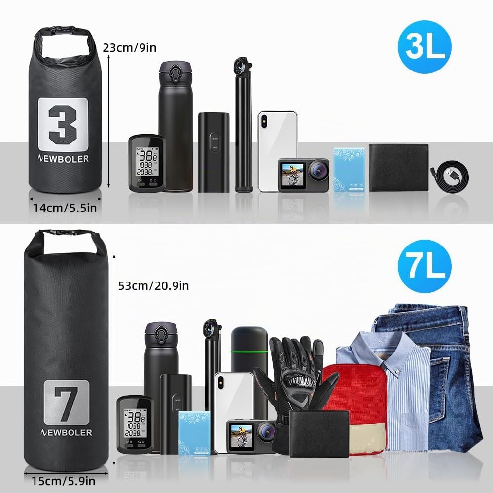Lixada 3L/7L Fahrradgabeltasche, wasserdicht, Rolltop, Trockentasche, Fahrradgabeltasche, Fahrradtasche, Fahrradtasche