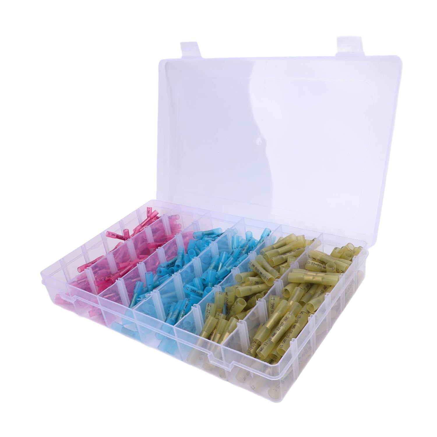 Heat Shrink Wire Connectors Kit, Electrical Splice Crimp Terminal Water Proof Insulated Automotive Marine Electrical Terminals Kit, Includes Forks Spade Butt Splices (360pcs)