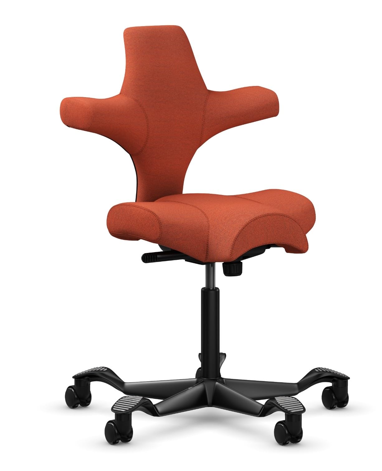 HAG Capisco Sit to Stand Chair-Black Frame-Upholstered Burnt Red