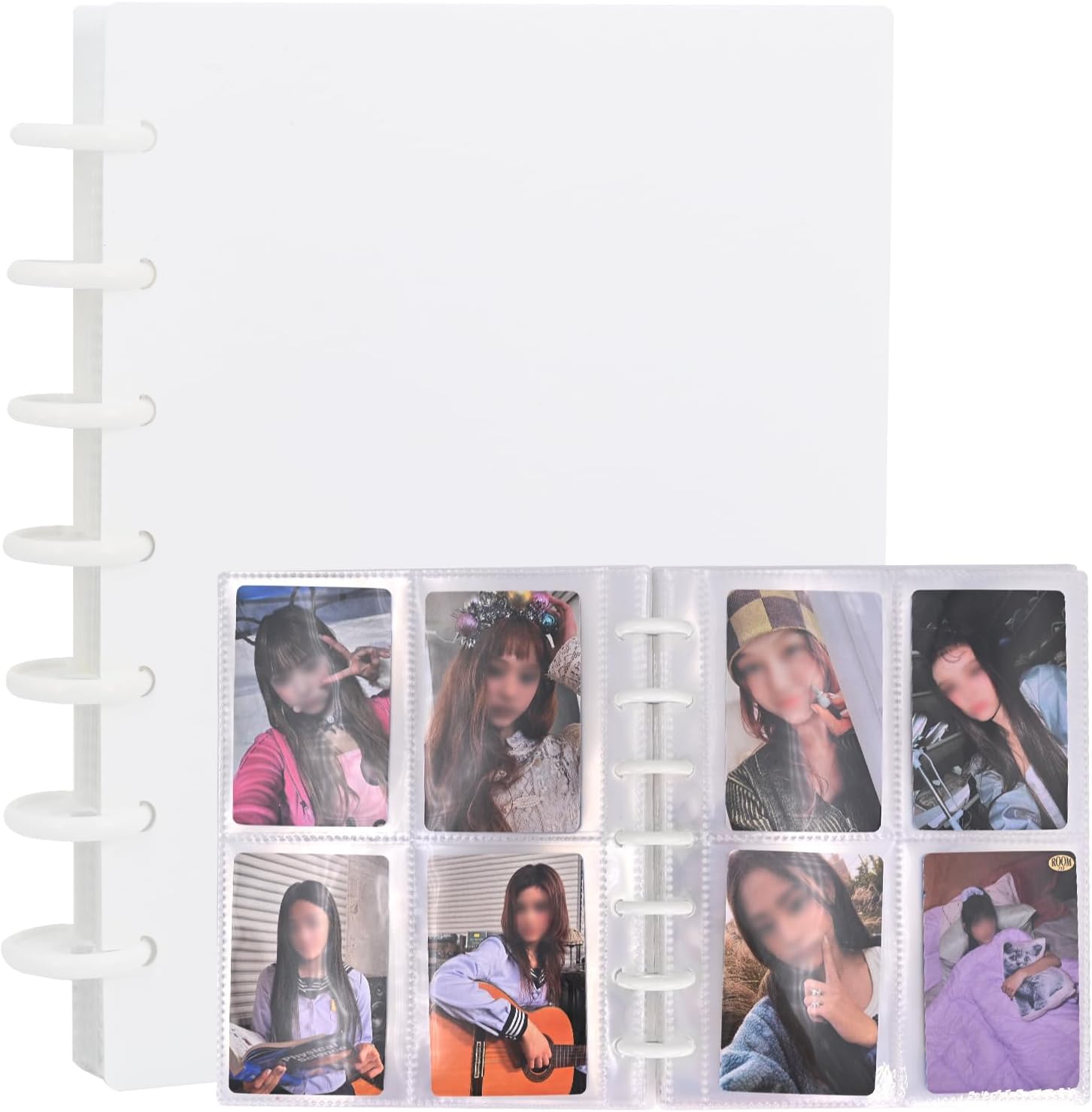 Kpop Photocard Binder 3 Inch Photocard Holder Book Sleeves with 30Pcs Inner Pages A5 Idol Business Card Collect 2×3 Photo Album, White