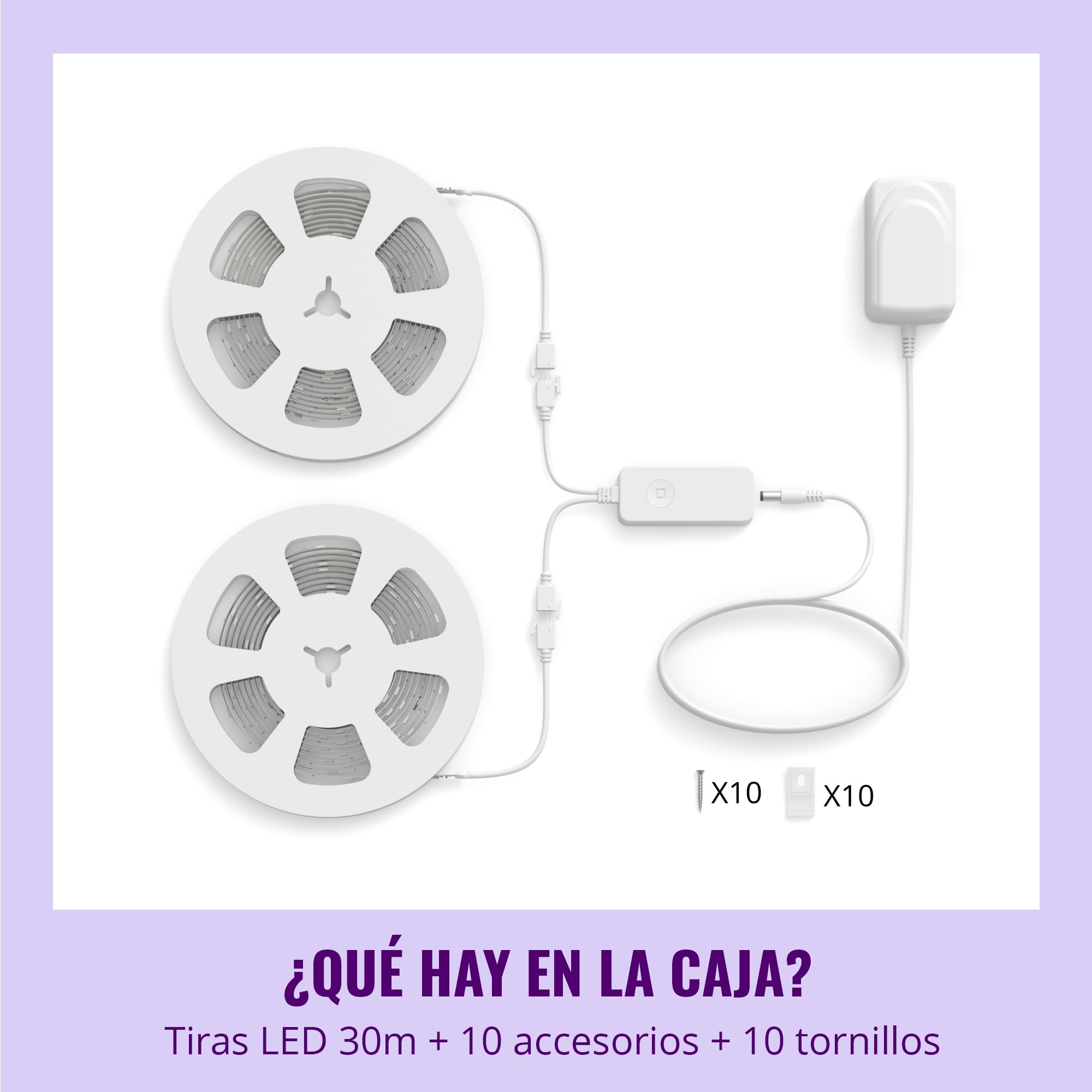 WiZ - Tira led inteligente 30m, RGB, incluye alimentador, hasta 16 millones de colores, conéctala vía WIFI, con tecnología SpaceSense,control via App o Voz y compatible con Alexa y Google Home