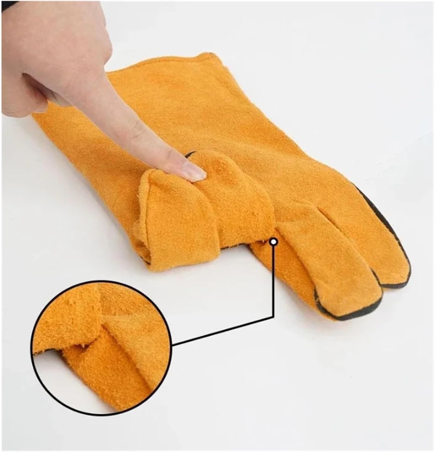 Welding Gloves Heat Fire Resistant Leather for BBQ Oven(E)